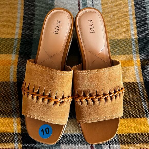 NYDJ Women's Rory Wedge Sandals Size 10 Suede Platform Slip On Boho Braided - Picture 12 of 13